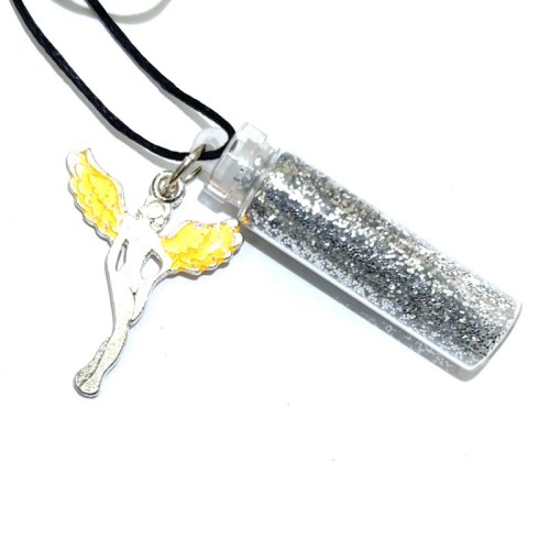 Fairy Silver Glitter Glass Bottle Pendant